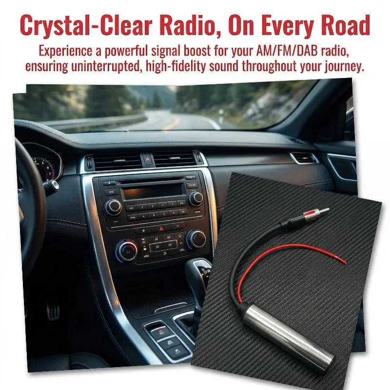 Android Stereo Car Radio AM FM Antenna Amplifier High Sensitivity Booster Enhances Audio Reception in Cars and Trucks