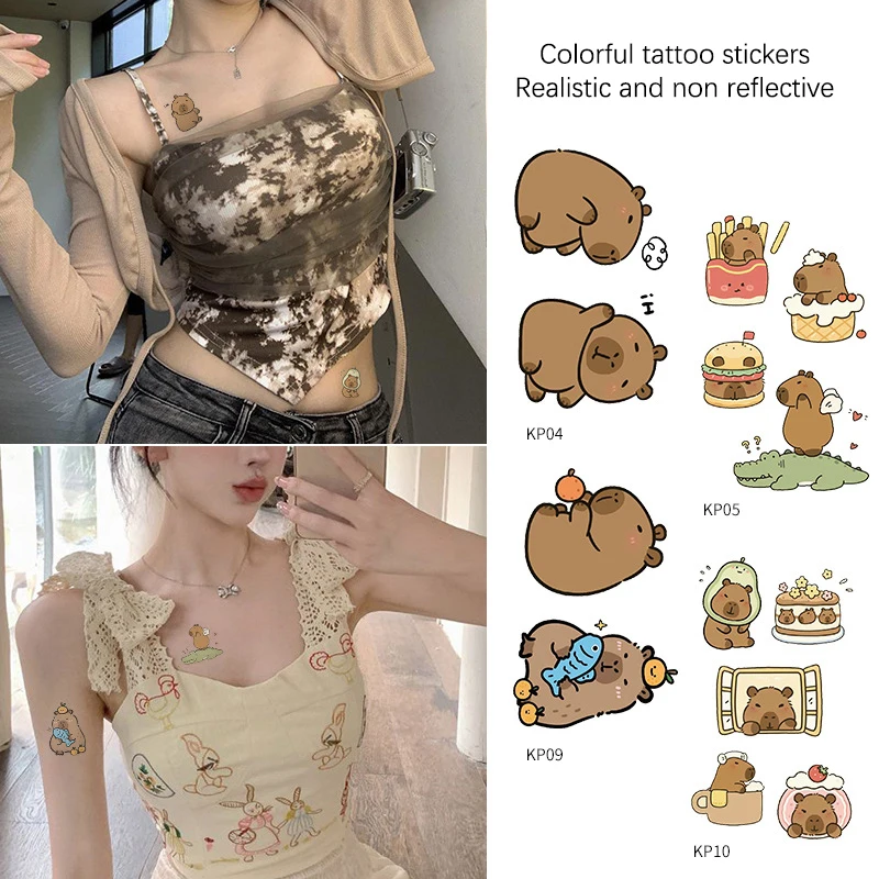 10 Sheets Capybara Temporary Tattoo Stickers For Kids Capybara Birthday Party Supplies Decorations Fake Tattoos Party Favors