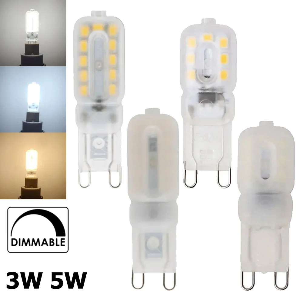 Dimmable G9 Led Corn Bulb Mini 5W 110V 130V 220V 3000K 4500K 6000K 22Leds Clear/Milky White Shell 360 Degree Beam Angle 2835SMD