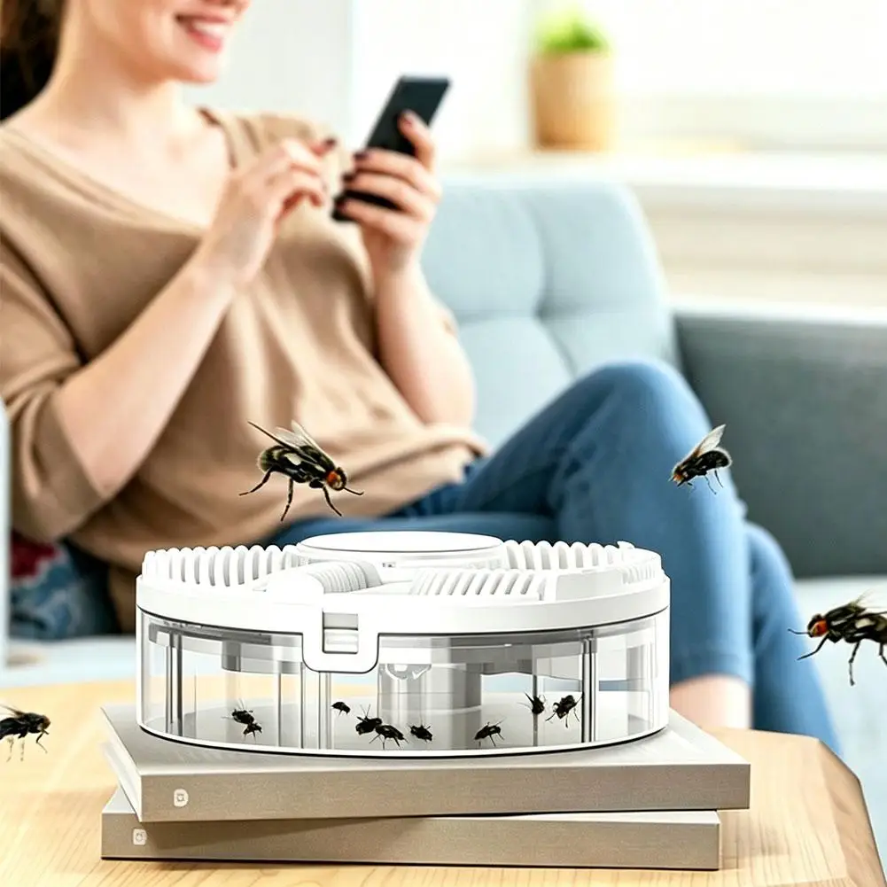 Leiser, abnehmbarer elektrischer Fliegenfänger mit automatischer Rotation, Insekten- und Schädlingsfänger, elektrische Fliegenfalle, USB-wiederaufladbar – Detail 3
