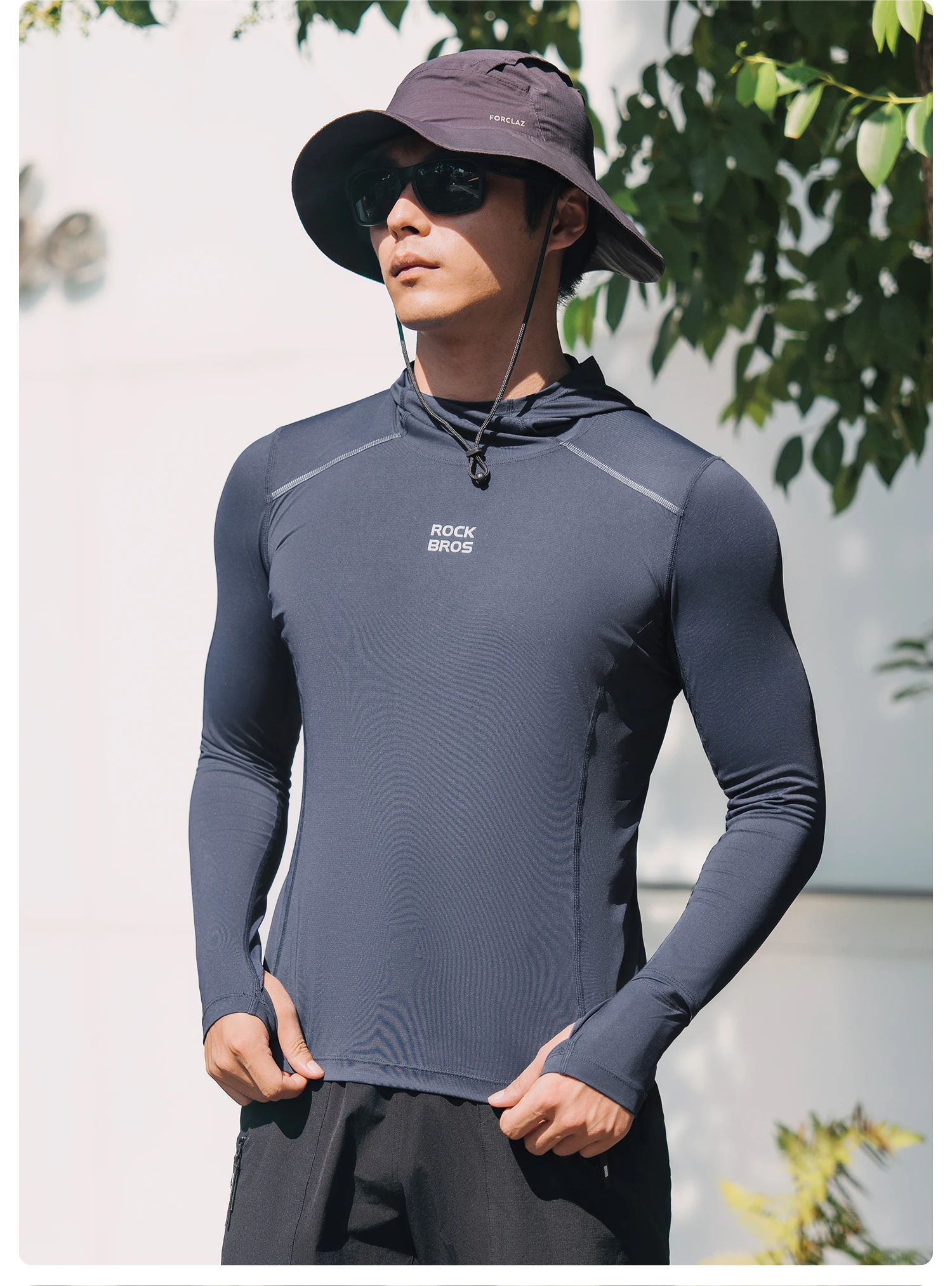 ROCKBROS Kapuzen-Sweatshirt mit langen Ärmeln, atmungsaktiv, sonnenschützend, für Fitnessstudio und Sport, aus umweltfreundlichem Stoff, schnelltrocknend, Fahrradbekleidung. – Detail 11