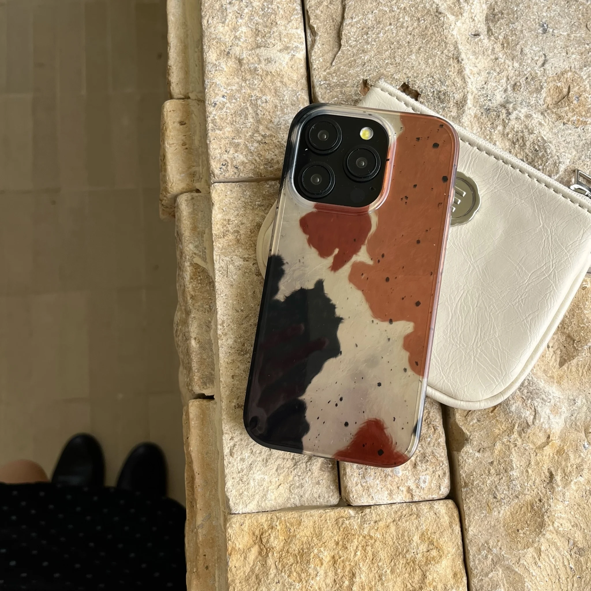 Retro Ink Splashing Phone Case, Black and Brown, iPhone 16, 16Pro, 16ProMax, 15, 15Pro, 15Promax, 14, 14Pro, 13Pro, 12, 12Pro