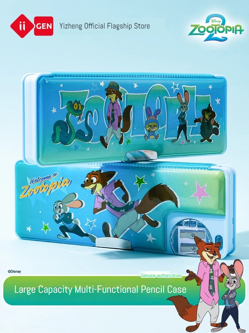 

Студенческий двусторонний пенал для хранения Zootopia, мультяшный пенал с точилкой для карандашей, школьные канцелярские принадлежности, принадлежности для хранения