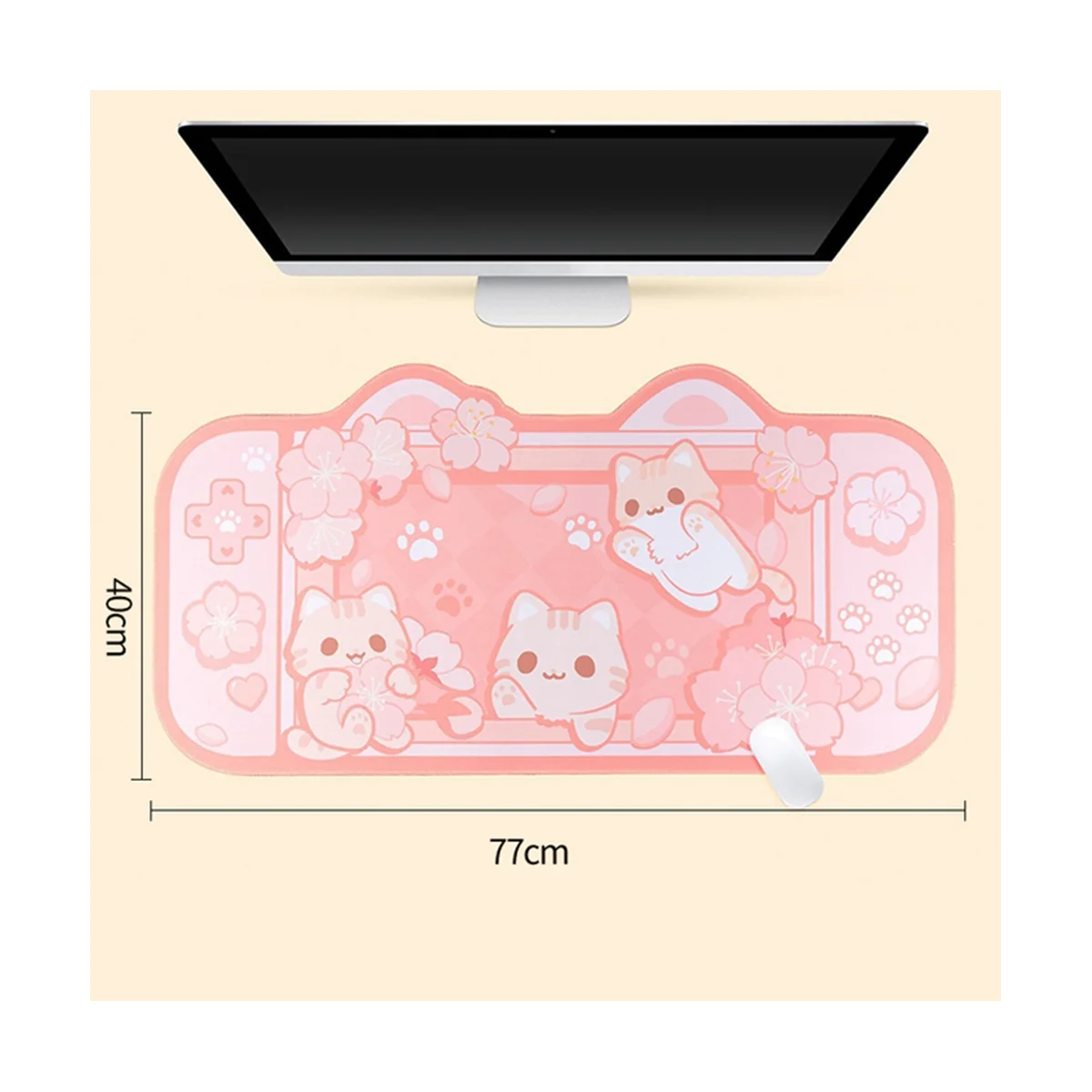 Extra Large Kawaii Gaming Mouse Pad for Cute Pink Sakura Cats Desk Mat Water Proof Nonslip Laptop Desk Accessories