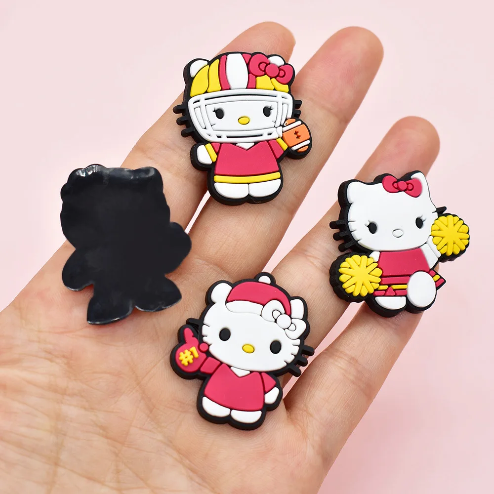 5/8PCS New Cartoon baseball hello Kitty Shoe Charm Wholesale PVC clog Wristband Decor Buckle Sandal Detachable Waterproof Gift