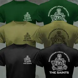 RLI Commando Rhodesian Light Infantry Bush War Army Military Motto T-shirt Short Sleeve Casual 100% Cotton Shirt