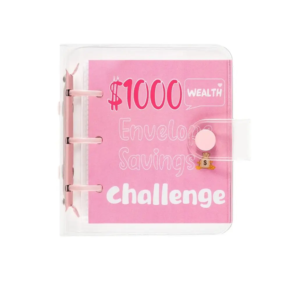 Fun Way Mini Money Saving Binder PVC Cash Envelopes Mini Budget Binder Colorful $150/300/500/1000 Savings Challenges Book