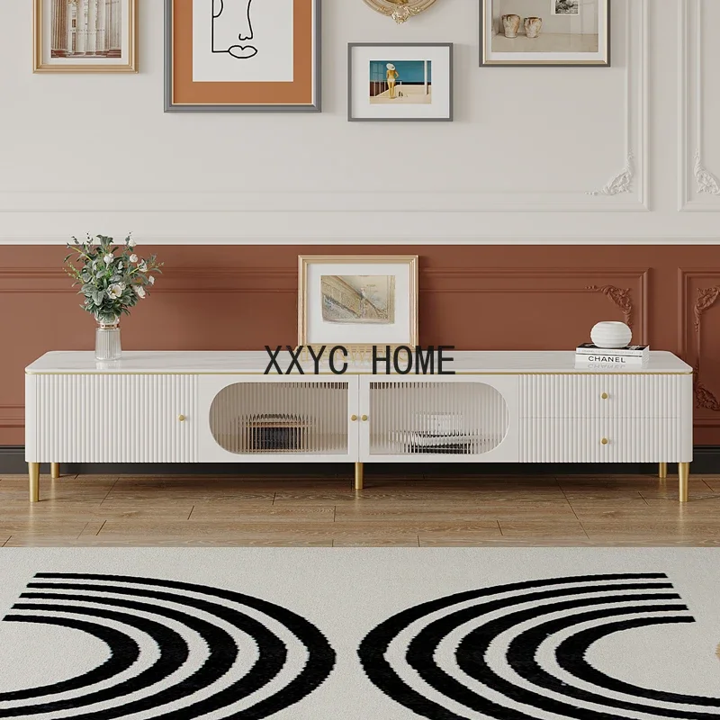 

Stone Plate TV Cabinet Home Small Apartment New Light Luxury Advanced Tea Table Combination