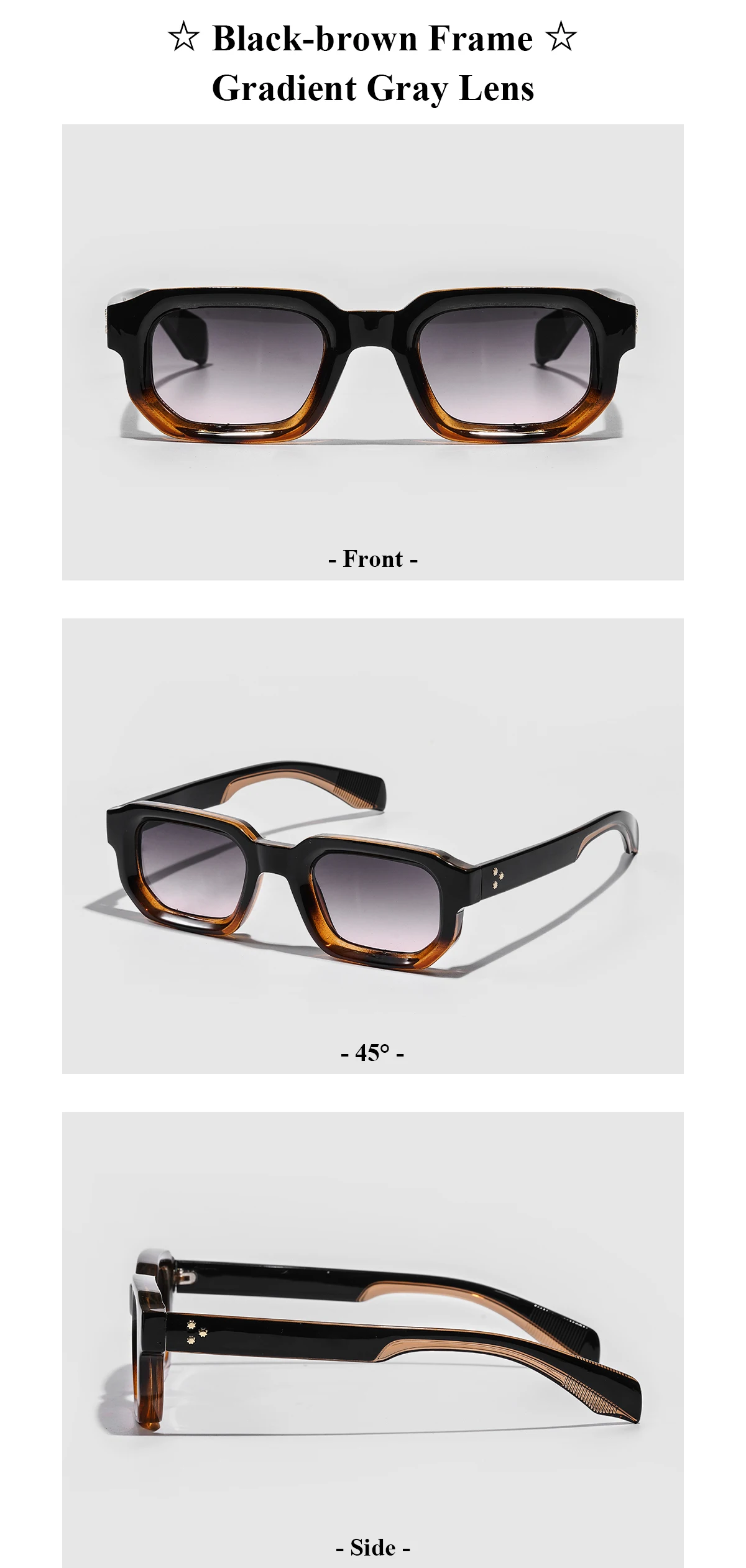 Ruiao Männer Vintage Rechteck Rahmen Sonnenbrille Mode Retro Sonnenbrille Luxus Marke Design UV400 Shades Brillen Frauen Sun Glasse – Detail 9