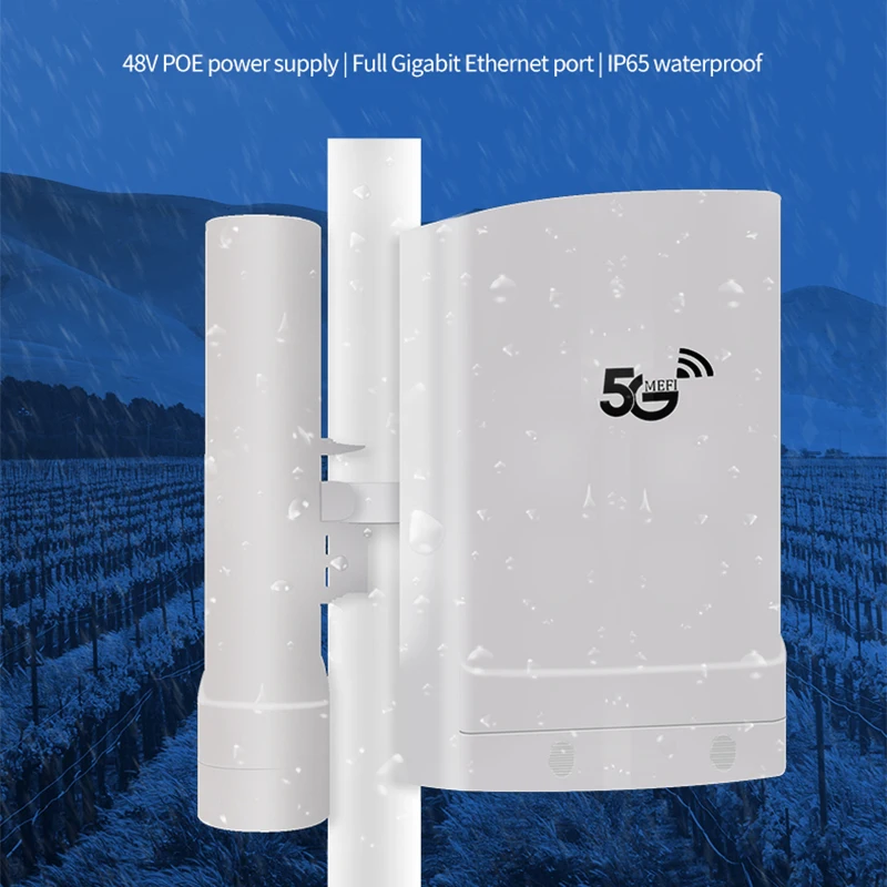 Unlocked 5G Outdoor CPE With Sim Card Wireless Router POE 48V/1A IP65 3LAN+1WAN Dual Band WiFi 2.4/5GHz Built-in 5G/LTE Antenna