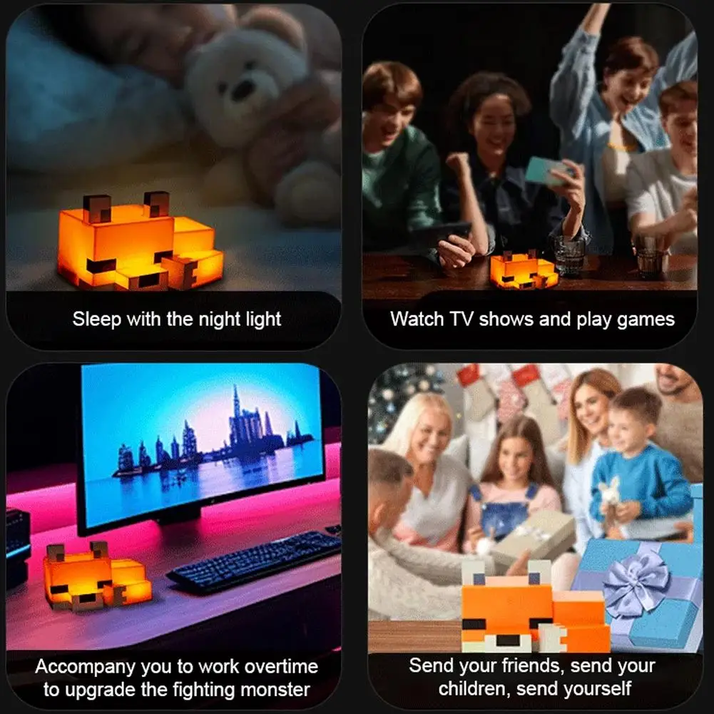 1/2pcs MC Game Cute Fox Night Light Soft Orange Glow Desk Lamp Home Atmosphere Luminous Table Lamp for Playrooms or Children image 6