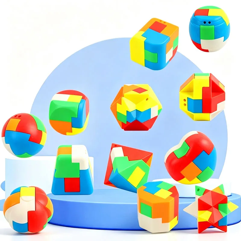Plastic Luban Lock 3D Sphere Puzzle Magic Ball Brain Teaser IQ Unlock Interlock Disentanglement Educational Toys Teenager Adults