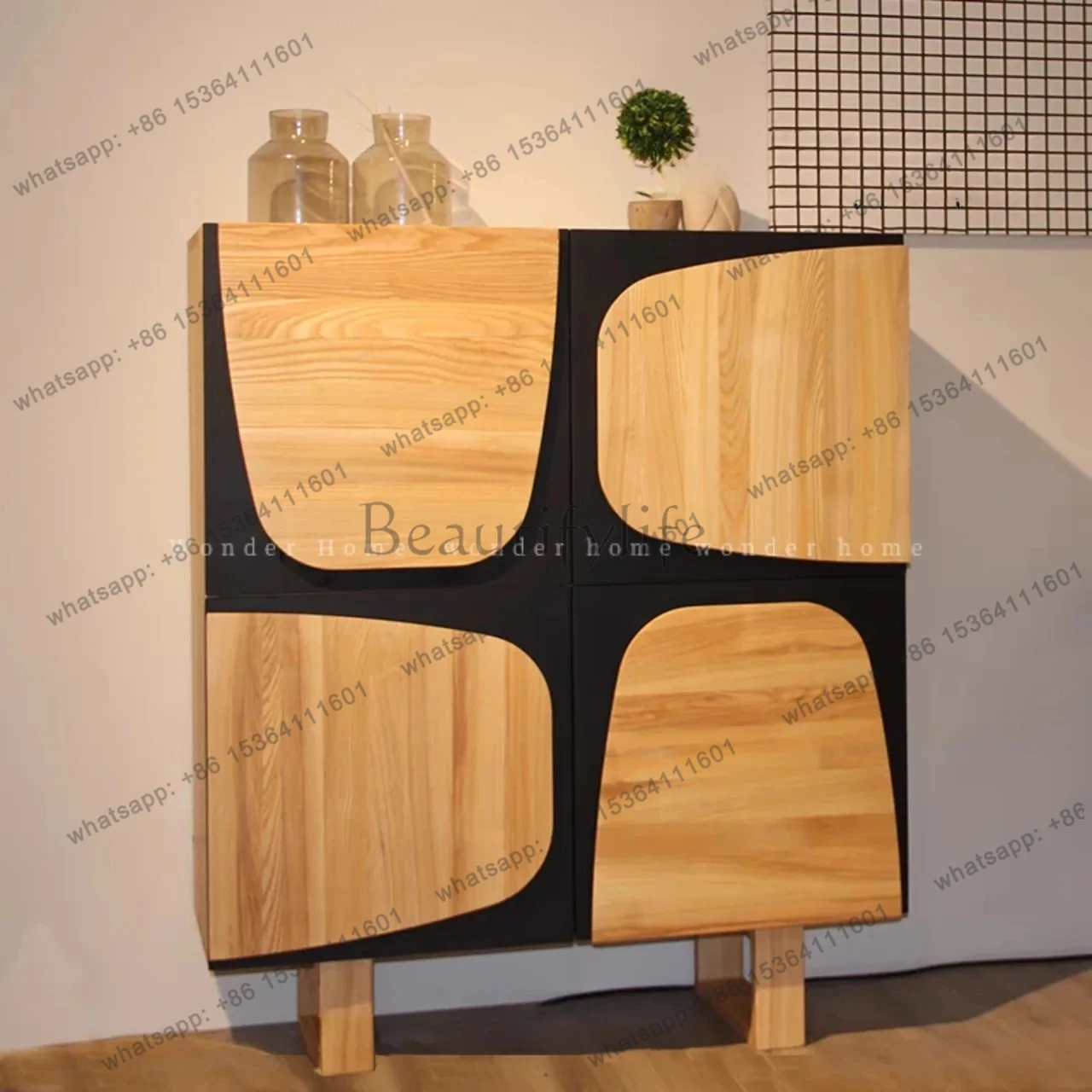 

Medieval solid wood dining side cabinet, household wall entrance cabinet, modern creative storage cabinet customization