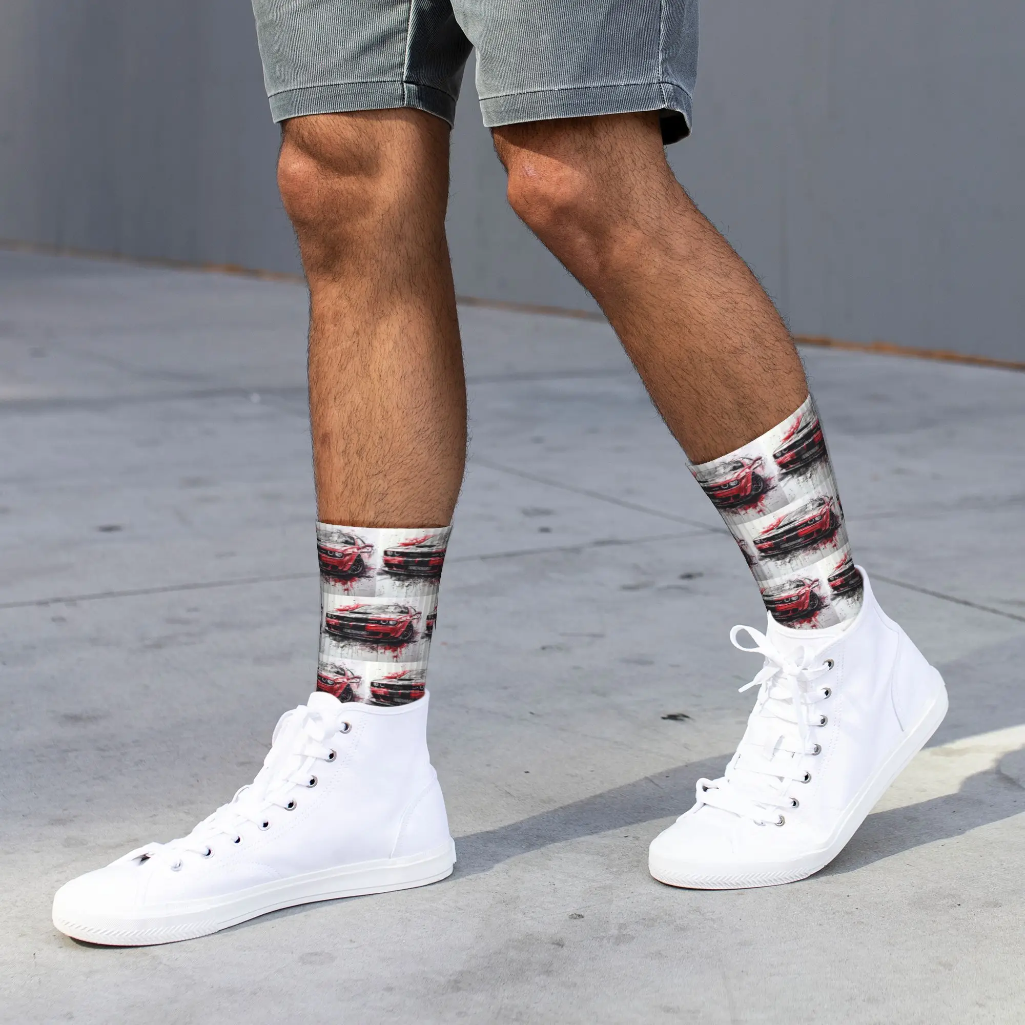 All Seasons Stockings SRT Hellcat Demon Dodge Challenger Car Racing Sport Socks Fashion Middle Tube Socks for Men Women