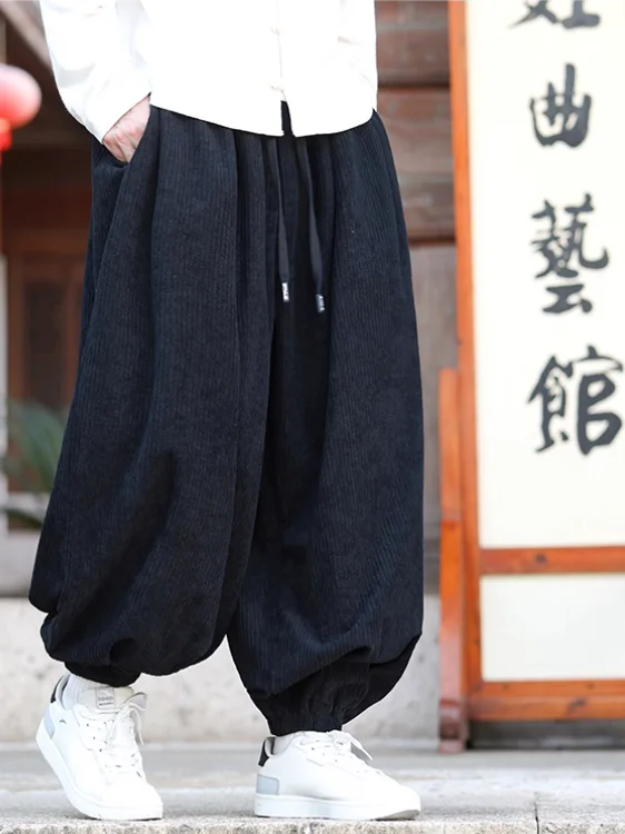 

New Corduroy Lantern Pants Men's Autumn Winter Loose Large Size Wide Leg Trendy Retro Harlan Pants Cuffed Pants