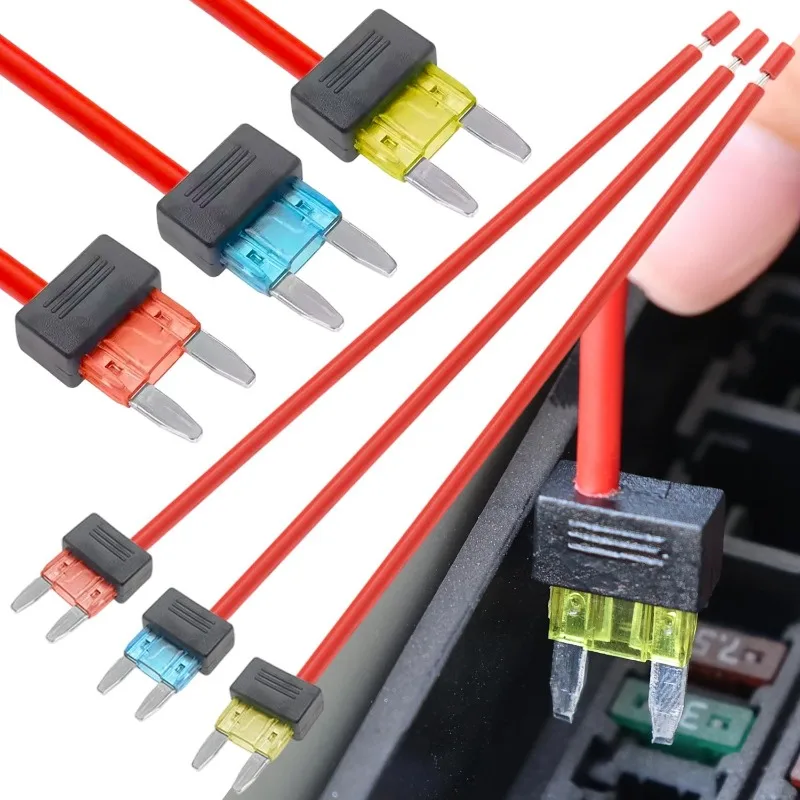 

Mini Standard Car Fuse Holder 16AWG Add-a-circuit TAP Adapter ATM APM Blade Fuse Extension Cord 10A 15A 20A