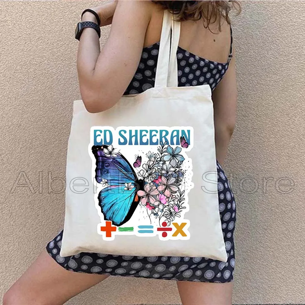 Ed Sheeran Lover Funny Cute Music Fan Gifts Women Canvas Shoulder Tote Bag Harajuku Shopper Reusable Cotton Handbag Grocery Bag