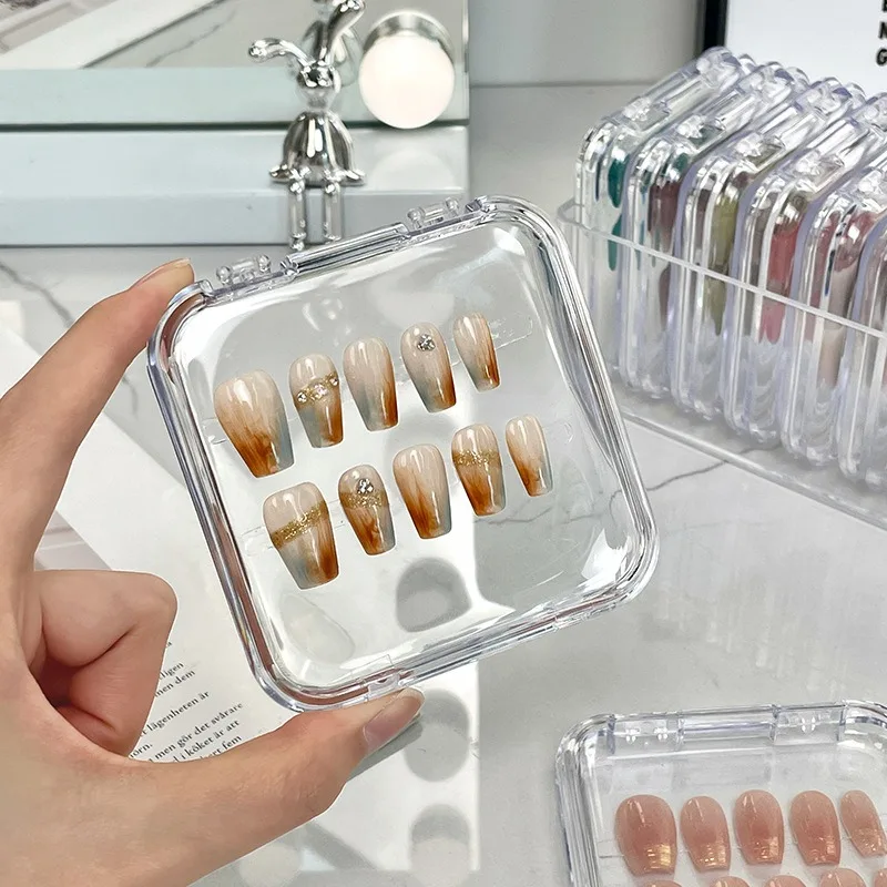 Nail Art Storage Box Transparent Wearing Armor Organizer Holder Empty Showing Box Dustproof Exquisite False Nails Display Case