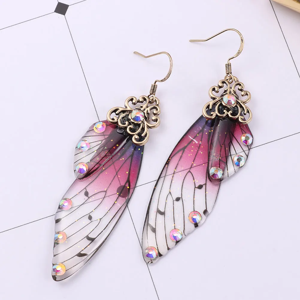 

2Pairs Butterfly Wings Earrings Long Elegant Drop Dangle Earrings for Women Party Wedding Nature Inspired Jewelry