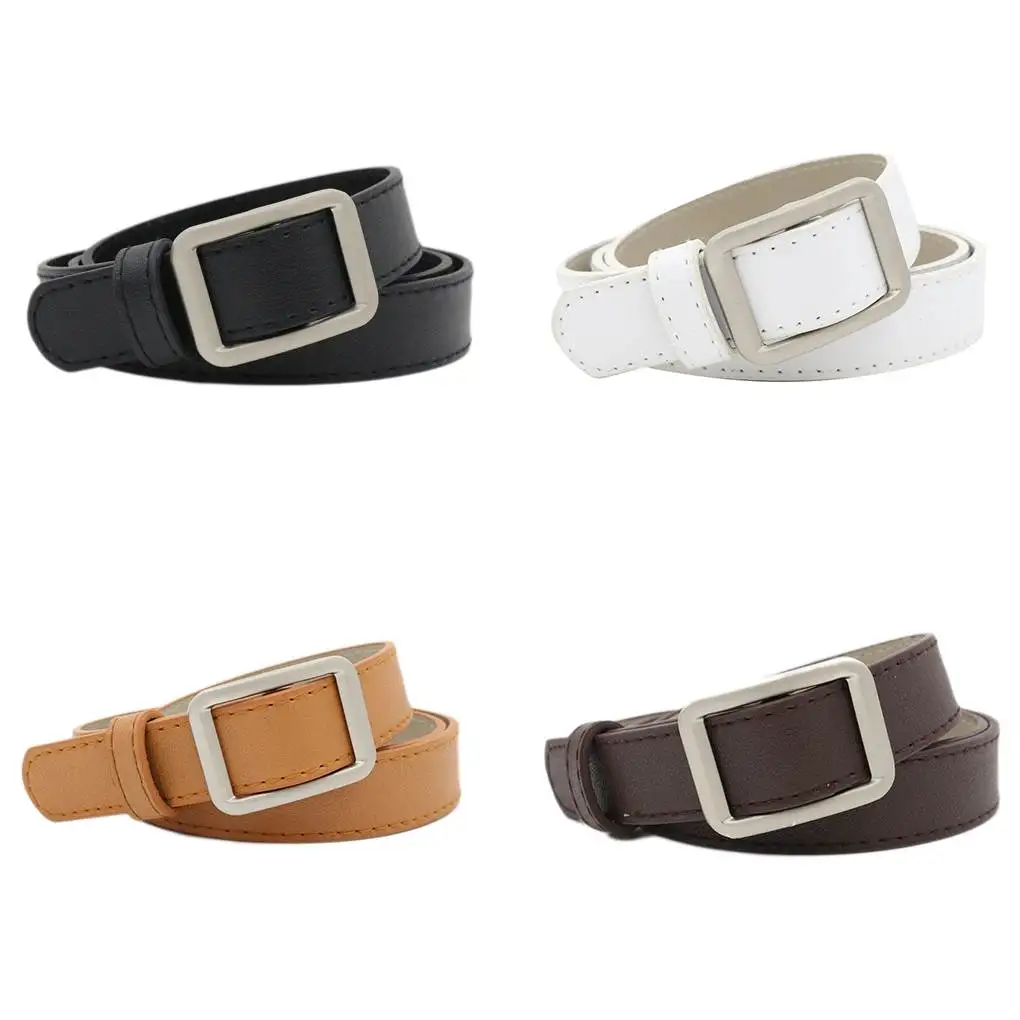 Square Buckle Women Belt Simple Vintage Students Waistband Adjust Fashion Casual No-hole Cummerbunds