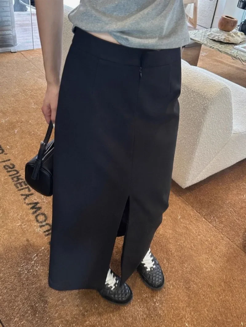 New Elegant Office Lady Skirt Women Spring Summer Classics High Waist Straight Business Fashion Split Skirts Jupe