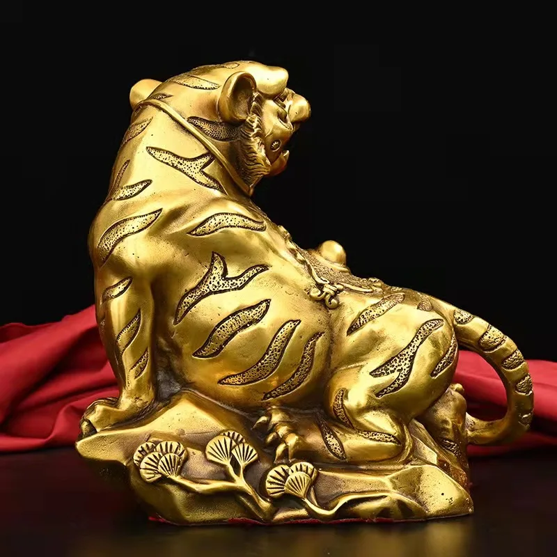 Mountain Ornament Brass Zodiac Tiger Home Study Office Metal Craft Decoration