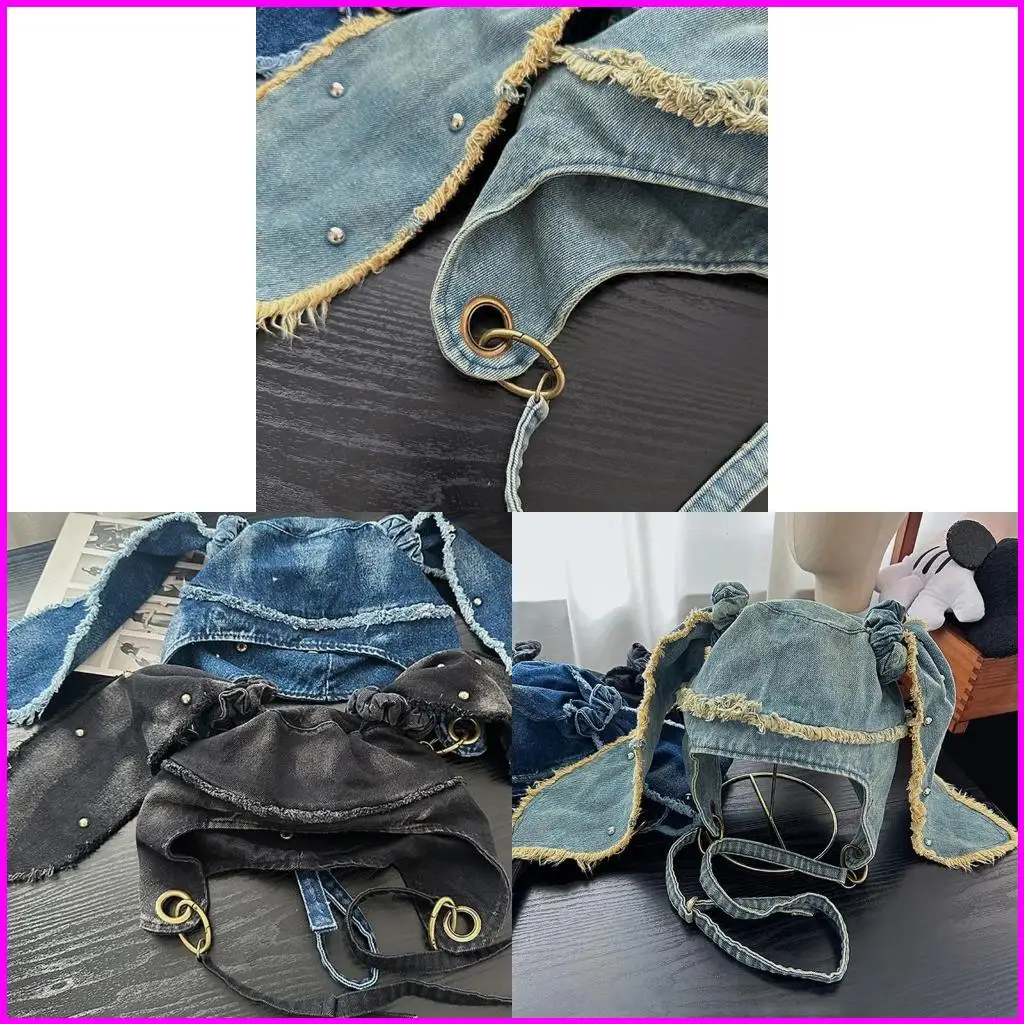 

Vintage Ripped Ear Hat for Adult Subcultures Spring Autumn Flight Hat Street Wear Hiphop Caps for Daily and Music Festival