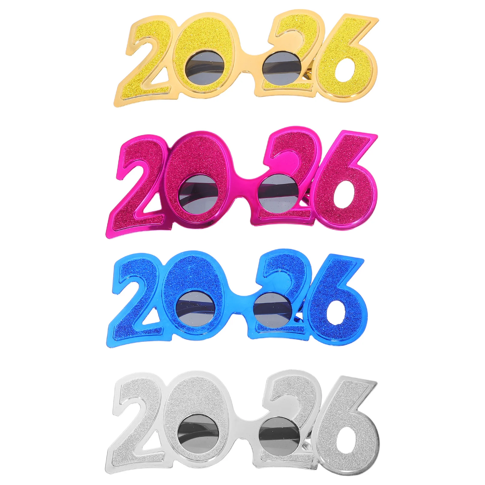 

4Pcs New Year Party Glasses 2026 Number Funny Eyewear Photo Booth Props Novelty Plastic Festival Glasses Funny Sunglasses