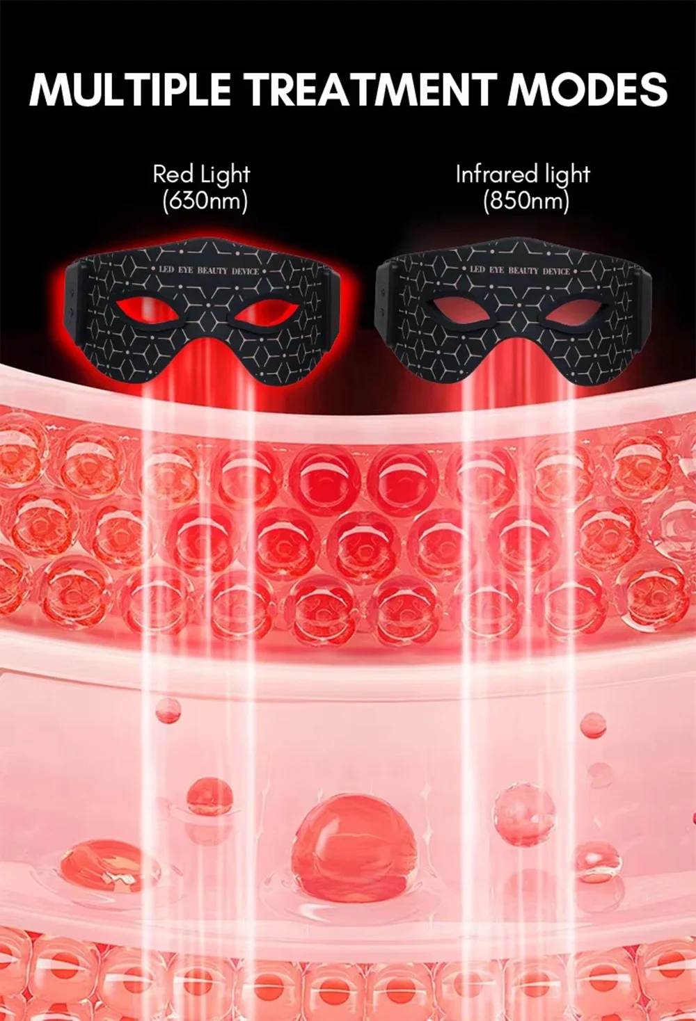 Maska LED do oczu, masażer oczu, urządzenie do pielęgnacji urody, urządzenie do usuwania worków pod oczami, terapia światłem czerwonym w bliskiej podczerwieni 630NM 850NM, urządzenie do maski na oczy.