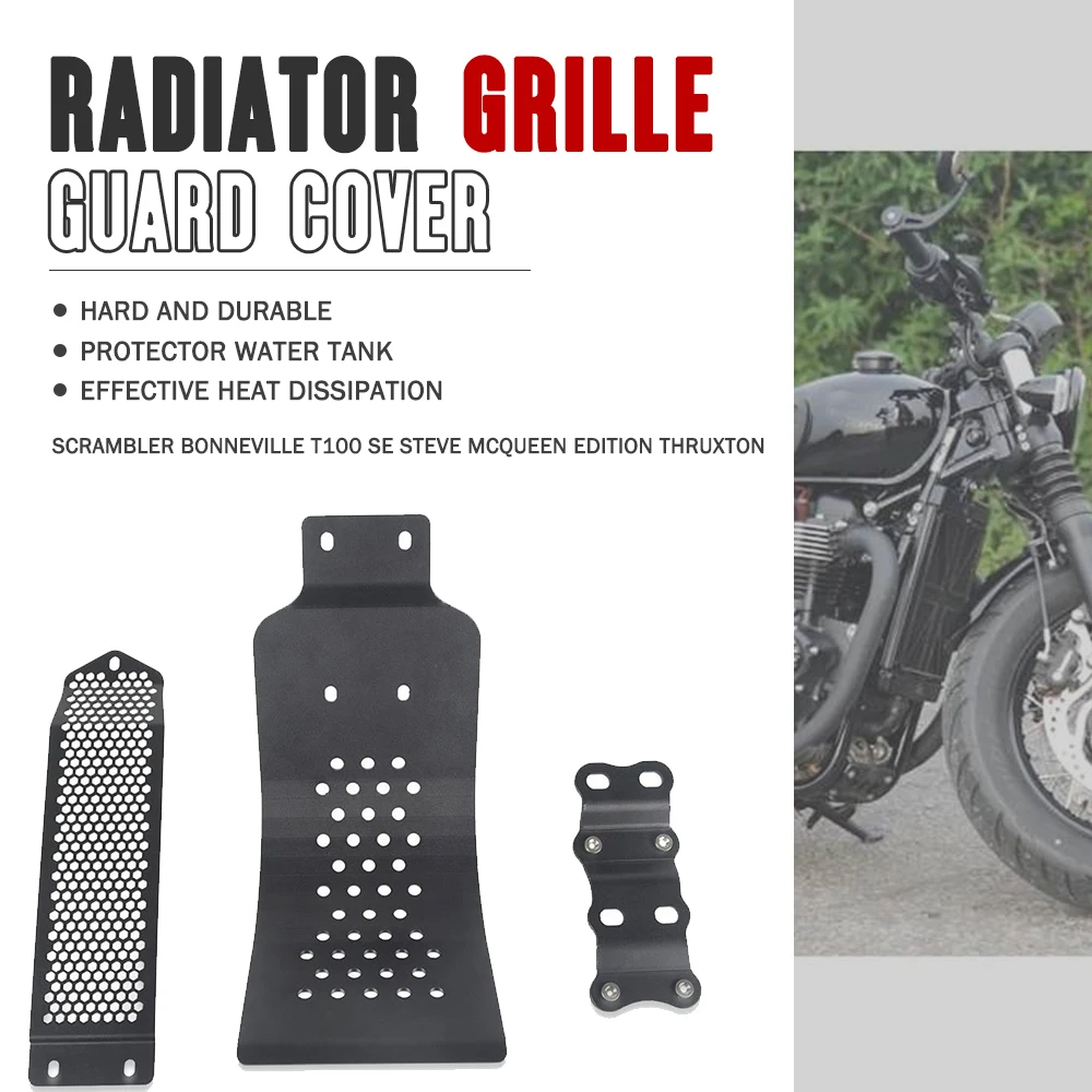 

For Bonneville SE T100 Thruxton Scrambler Dual Protection System Engine Guard Bash Skid Plate Oil Cooler Cover