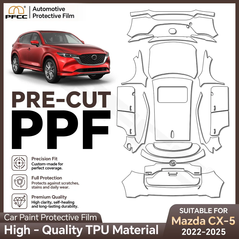 Pre-cut TPU PPF For Mazda CX5 CX-5 2022-2025 Car Paint Protection Film Anti-scratch Clear Kit Invisible Resistant Repairable Bra