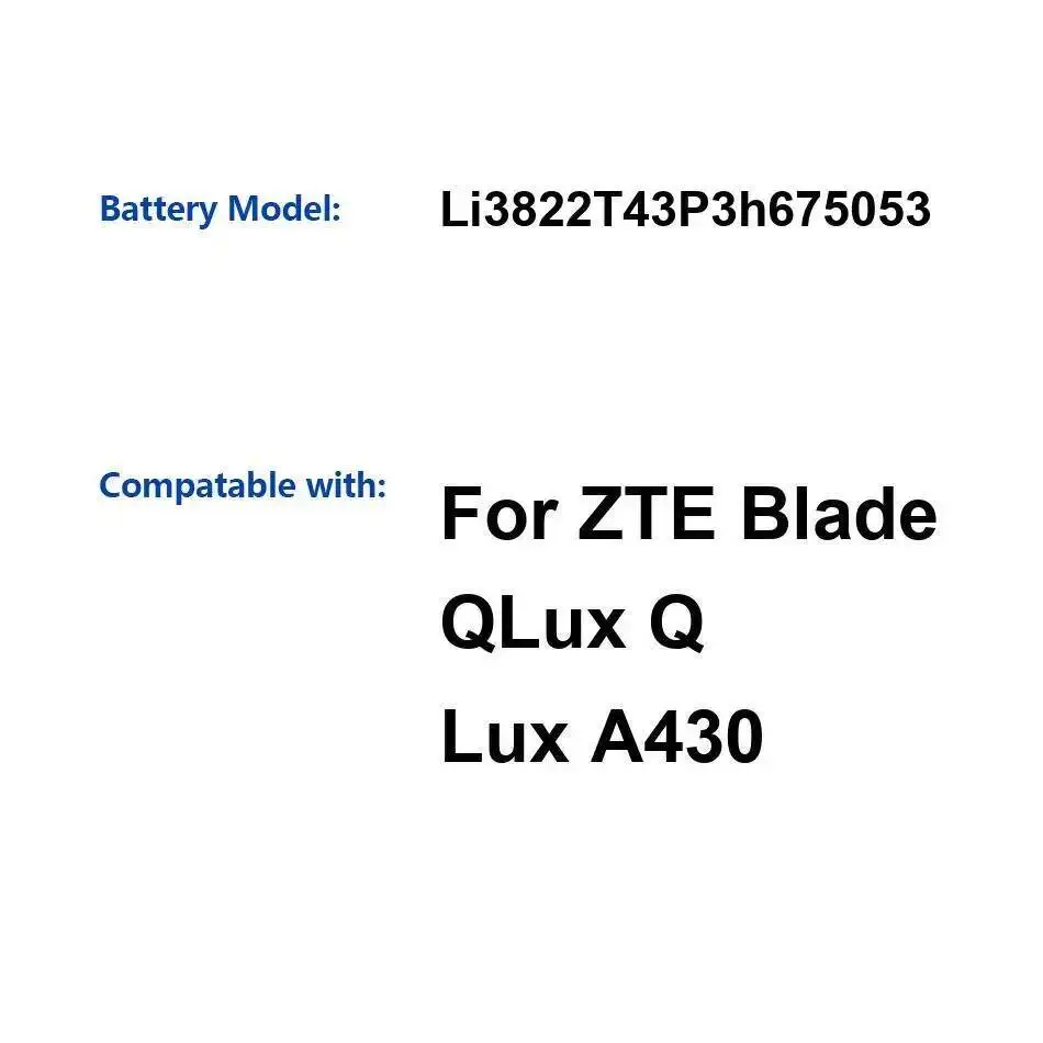 

2200 мАч Li3822t43p3h675053 для Zte Blade Qlux Q Lux A430 Премиум Сменный аккумулятор для мобильного телефона