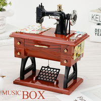 Vintage Sewing Machine Music Box - Retro Mechanical Treadle Desk Decor, Classical Home Ornament & Unique Birthday Gift