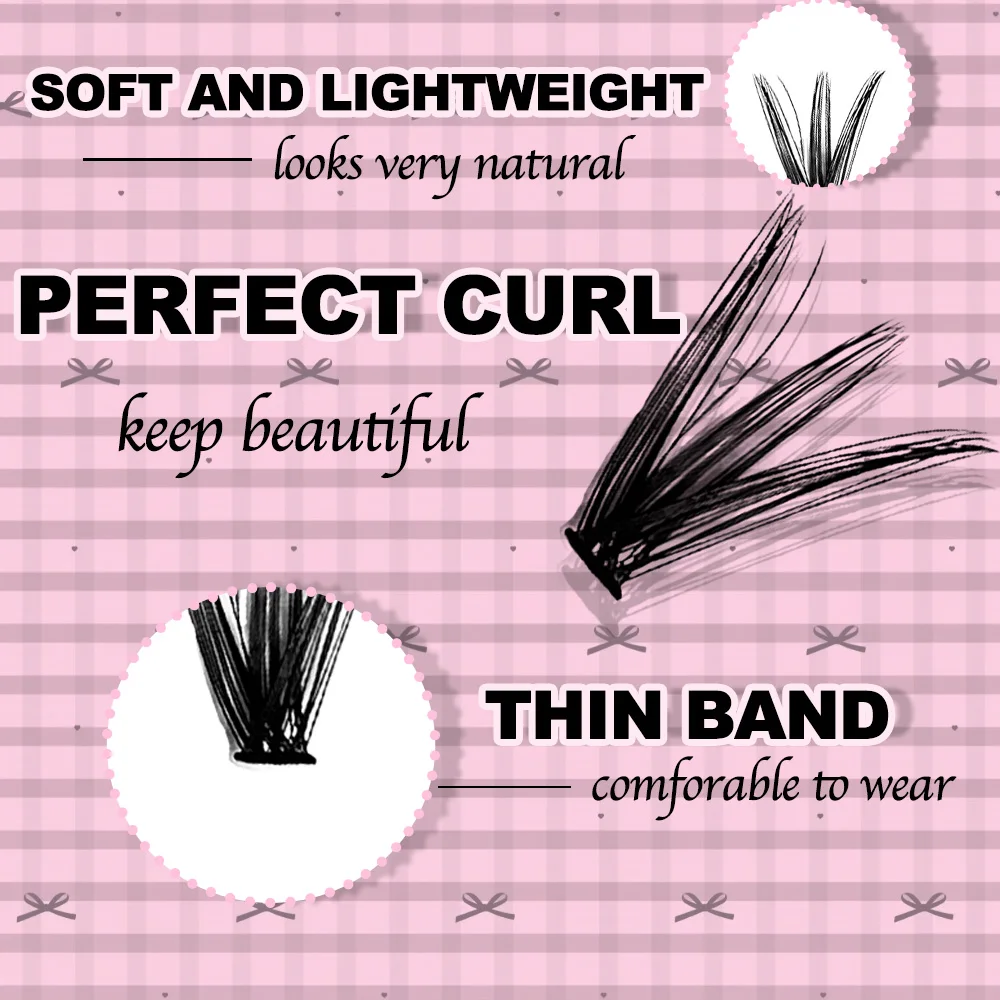 Clusterwimpers 8-16 mm, natuurlijk make-upeffect, gemengde lengtes, natuurlijk pluizig, geschikt voor beginners, herbruikbaar.