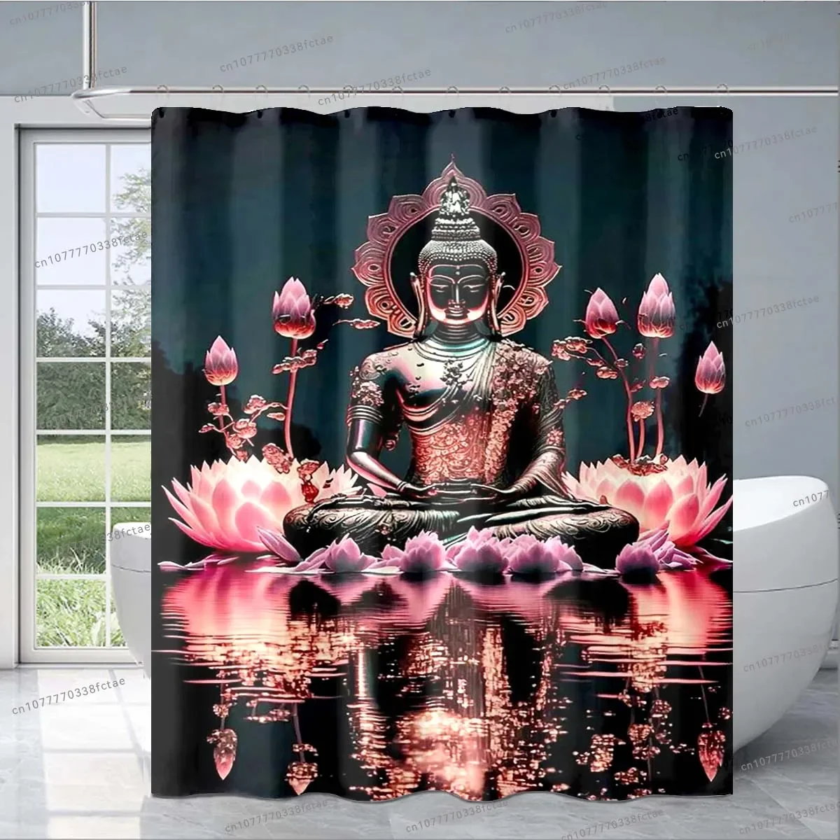 Buddha Sakyamuni Buddhism Shower Curtain Prayer Faith Bathroom Decoration Shower Curtain Adult Children Bathroom Shower Curtain