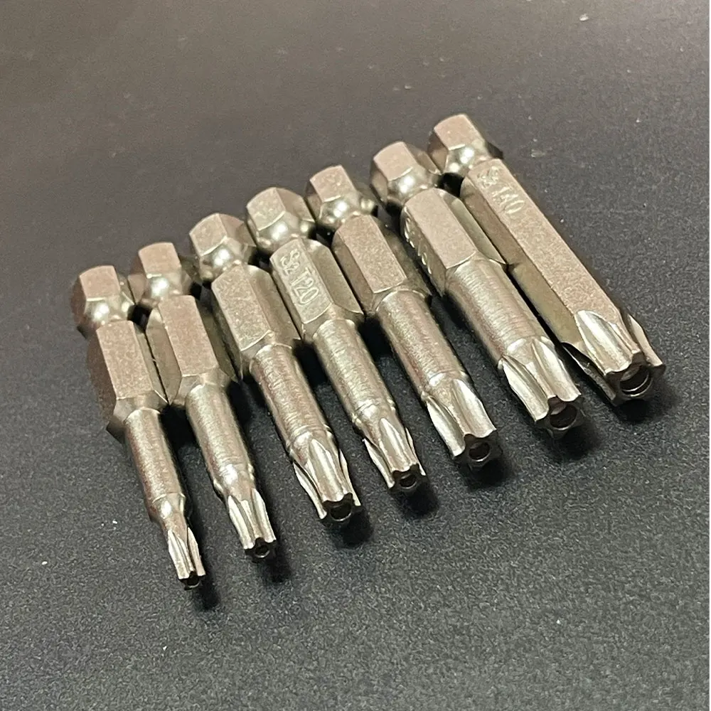 7 Pcs 50mm S2 Magnetic 5 Point Torx Screwdriver Bits 1/4\