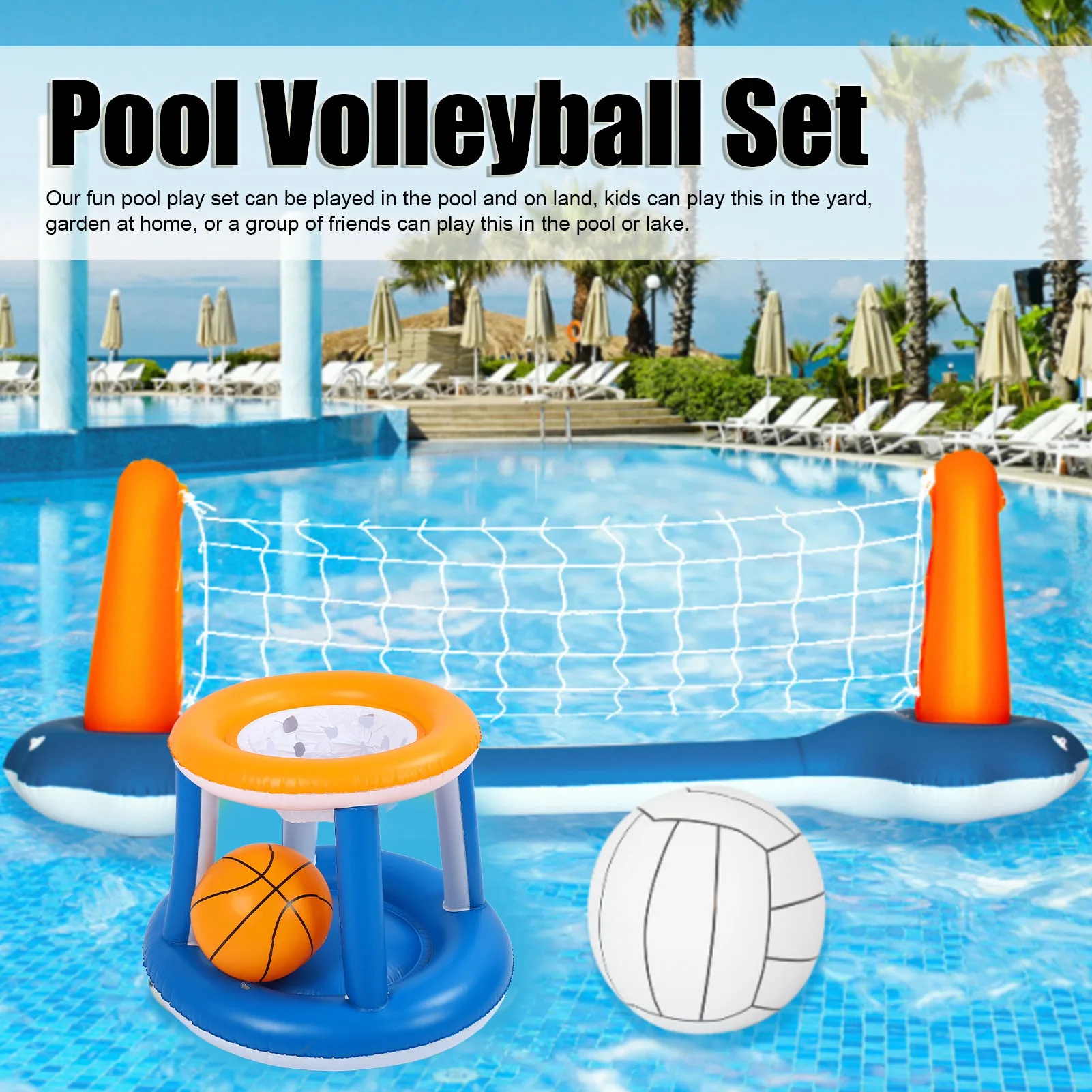 

Inflatable Volleyball Set Pool Basketball Set for Summer Parties Family Events Carnivals Birthday Parties