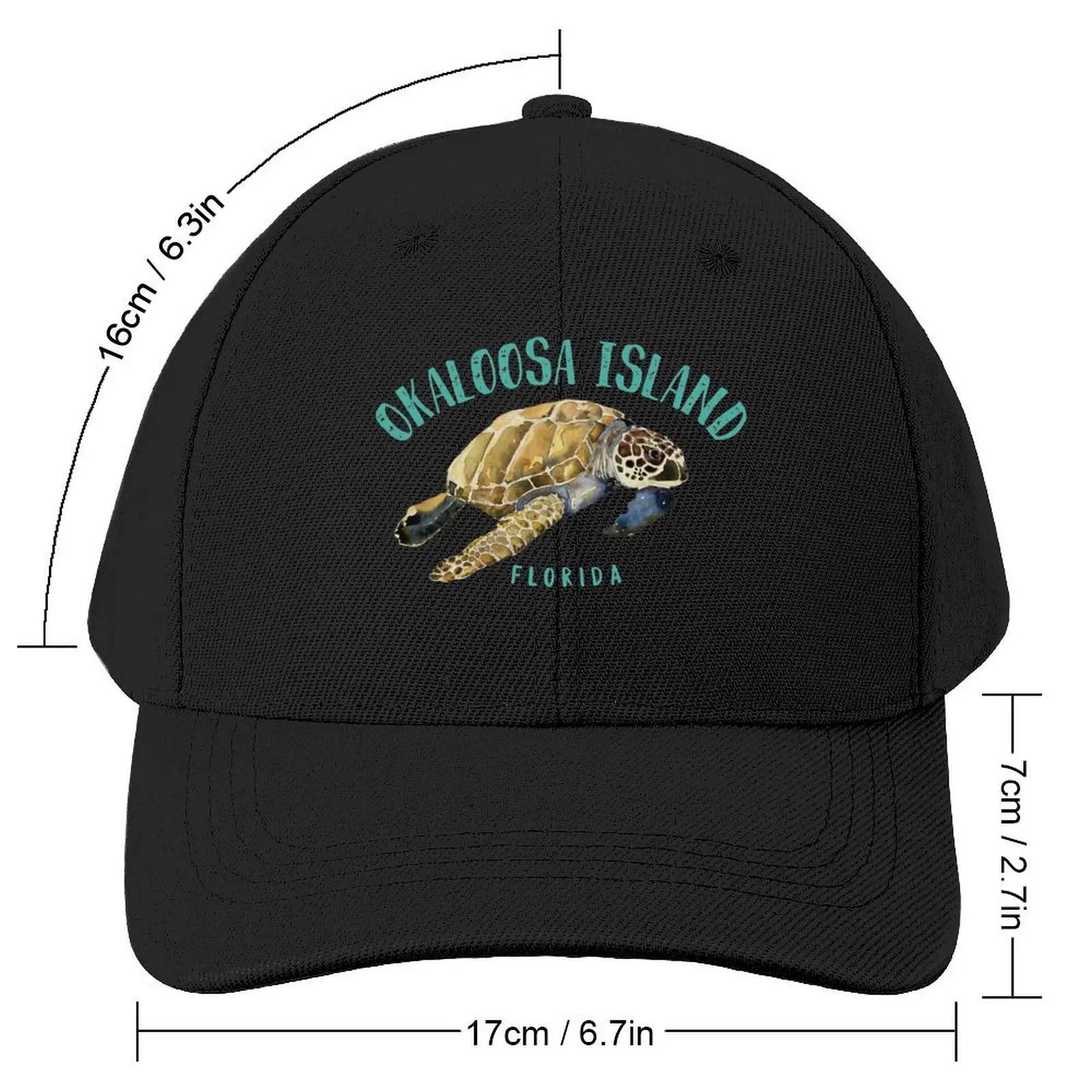 Okaloosa Island Florida Sea Turtle Design Baseball Cap beach hat Beach Outing custom Hat western Hat Sun Hats For Women Men's