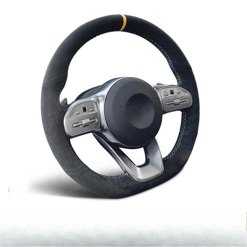 

for Mercedes Benz W205 C118 W177 V177 W247 C257 W213 2018-2021 Hand Stitched suede wear-resistant Car Steering Wheel Cover