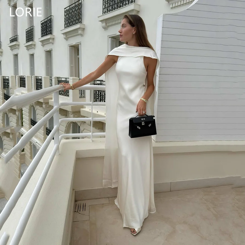 

LORIE Elegant Satin Party Dresses Sleeveless Ribbons Evening Prom Dress Sheath Mermaid Prom Gown Customized