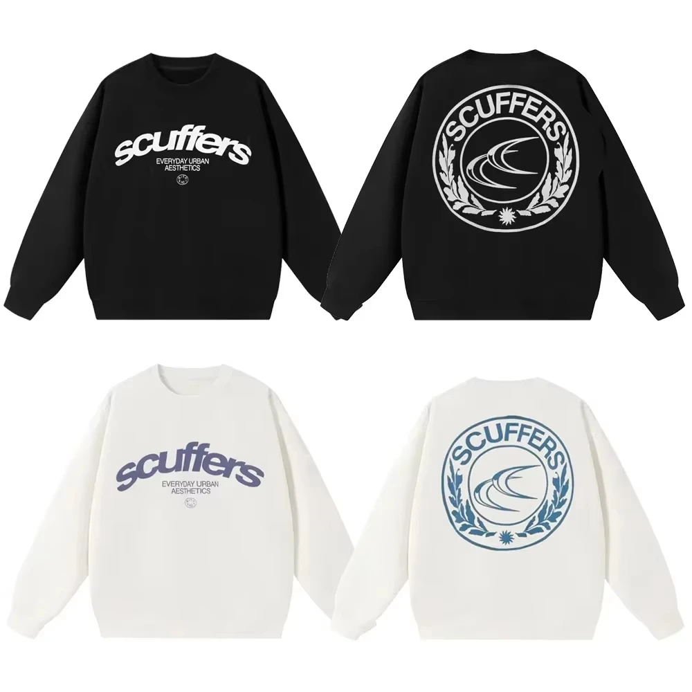 Harajuku Scuffers Logo Round Neck Women Sweatshirts Gothic Korean New Goth Oversized Streetwear Tops Grunge Y2k Clothes