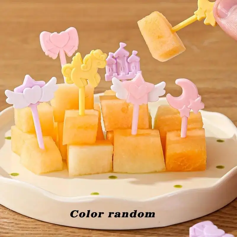 /KQM/Cartoon Fruit Fork Cute Cupcake Top Decoration Food Appetizer Toothpicks Bento Box Accessories Cocktail Picks 10 Pcs