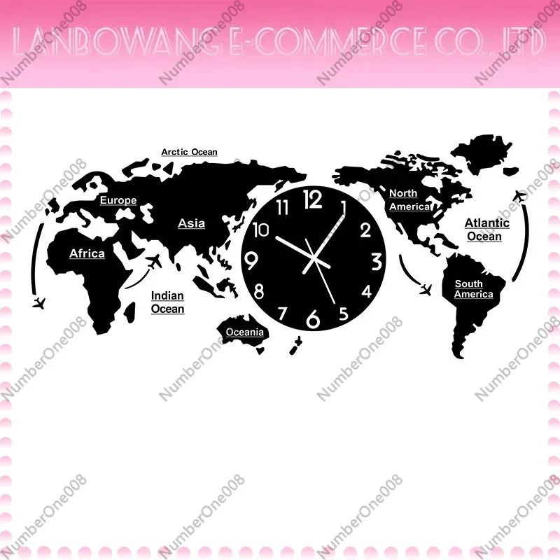 World Map Wall Clock - Premium 3d Wall Clock for Living Room, Sofa, Dining Room, and Background Decoration