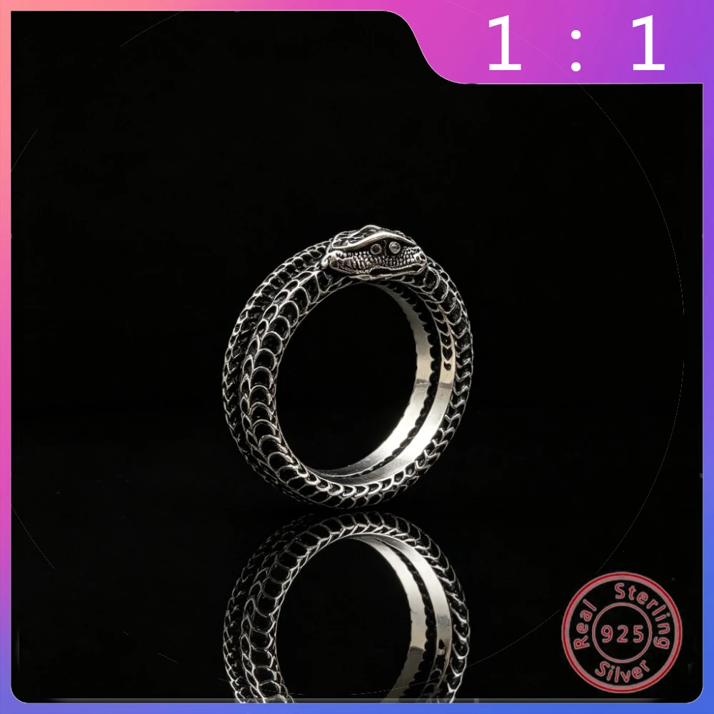 

S925 Silver High Version Light Luxury Fashion Trend Retro Serpentine Niche Versatile Ring