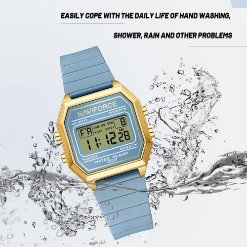 Imagen 2 del producto NAVIFORCE relojes de moda para mujer, reloj deportivo a la moda, correa de silicona, pantalla de tiempo resistente al agua 3ATM, reloj Digital LCD para mujer, regalo