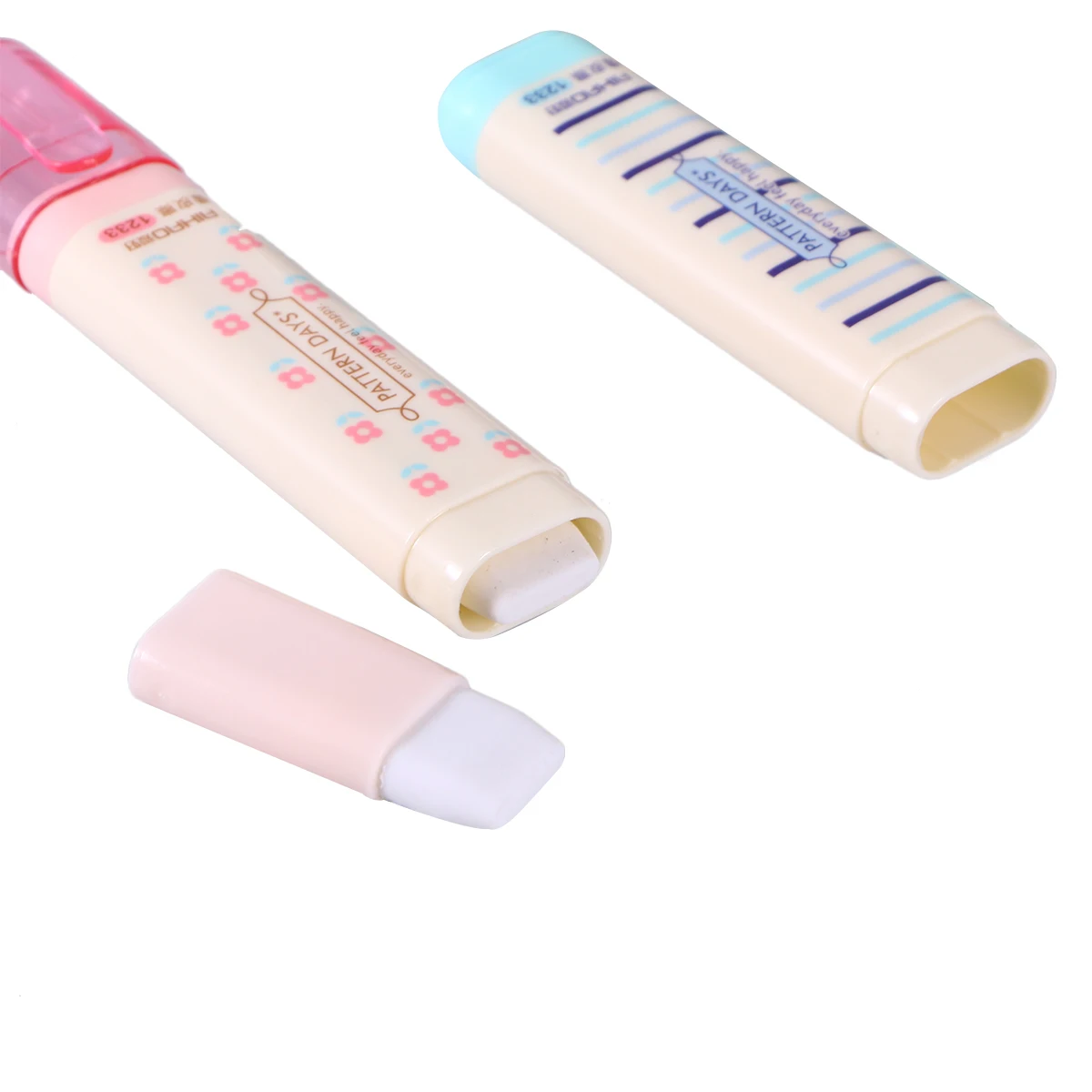 4 قطعة محايات ثلاث طبقات مختلط اللون لغز نمط ممحاة قلم رصاص عصا للطلاب محايات القرطاسية متعة قابلة لإعادة الاستخدام