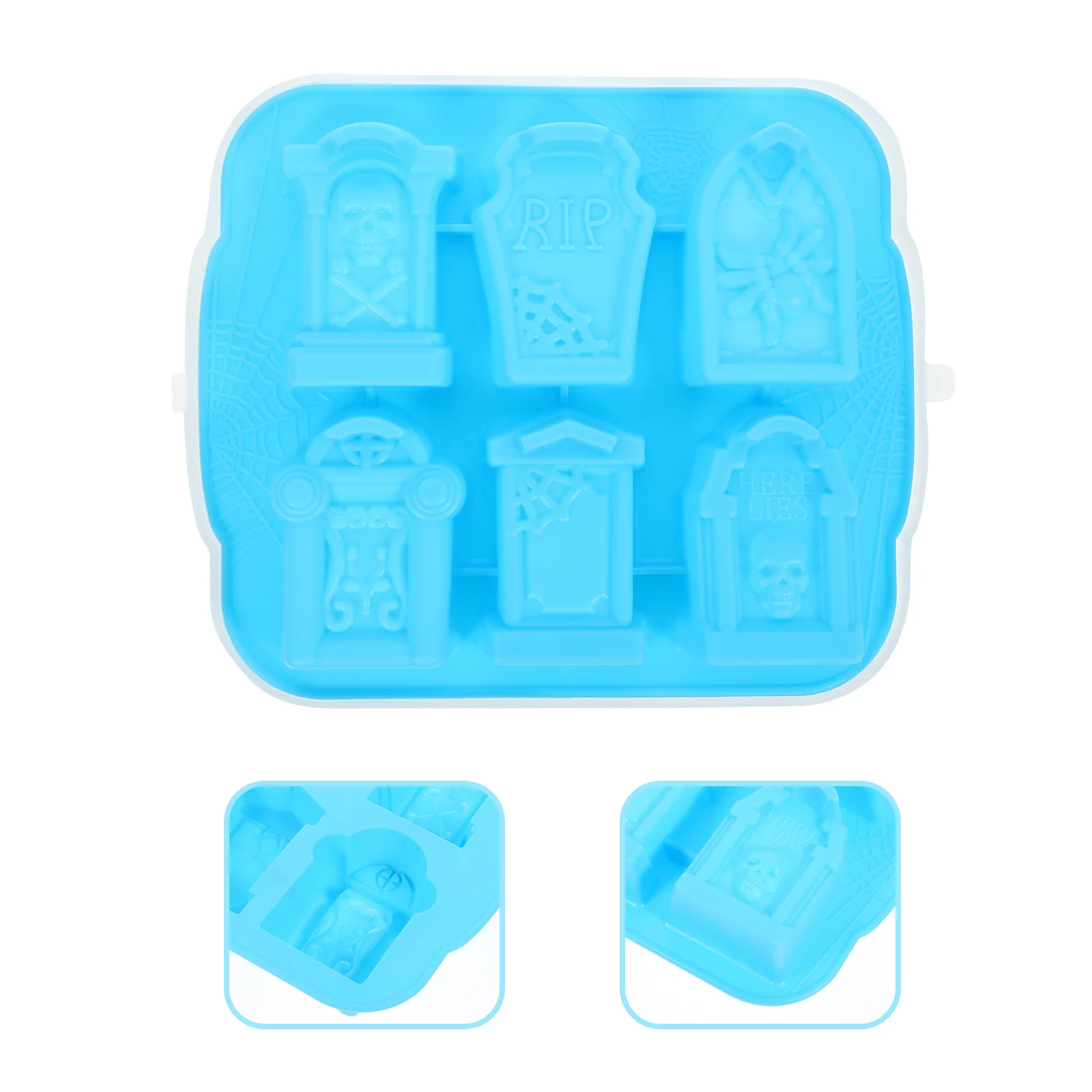 

Halloween Ice Cube Mold Coffin Silicone Tray with Lid No Odor Reusable Skull Ice Cube Maker for Party Refreshments Halloween