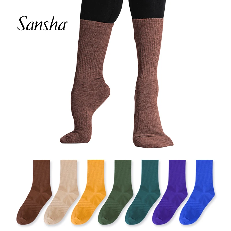 Sansha calcetines largos deportivos transpirables de algodón suave para gimnasio ejercicio Yoga Ballet calcetines de baile 63BC2273C