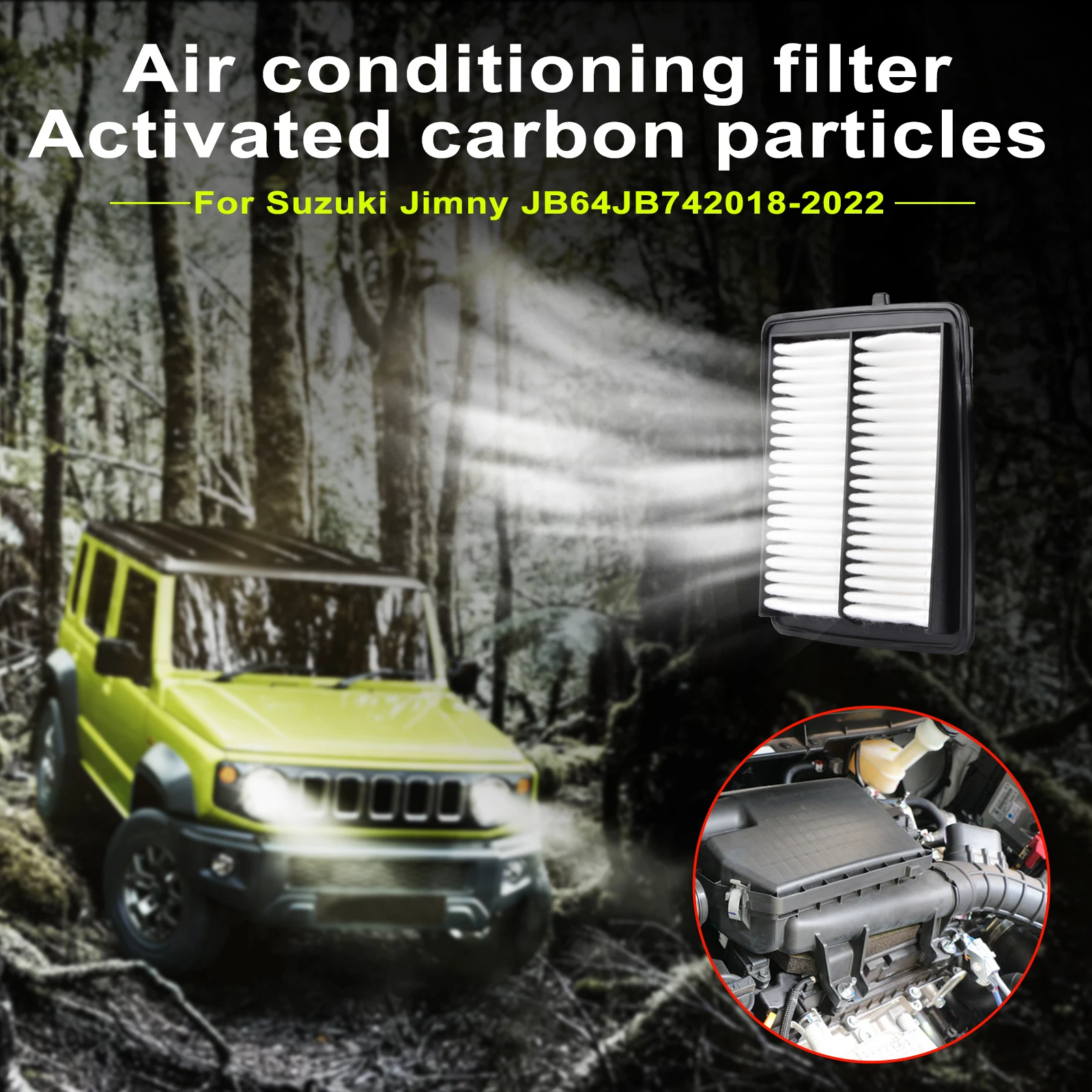 For Suzuki Jimny JB64 JB74W 2019-2022 Interior Replacemen Air Filter Air conditioning Filter Contains activated carbon particles