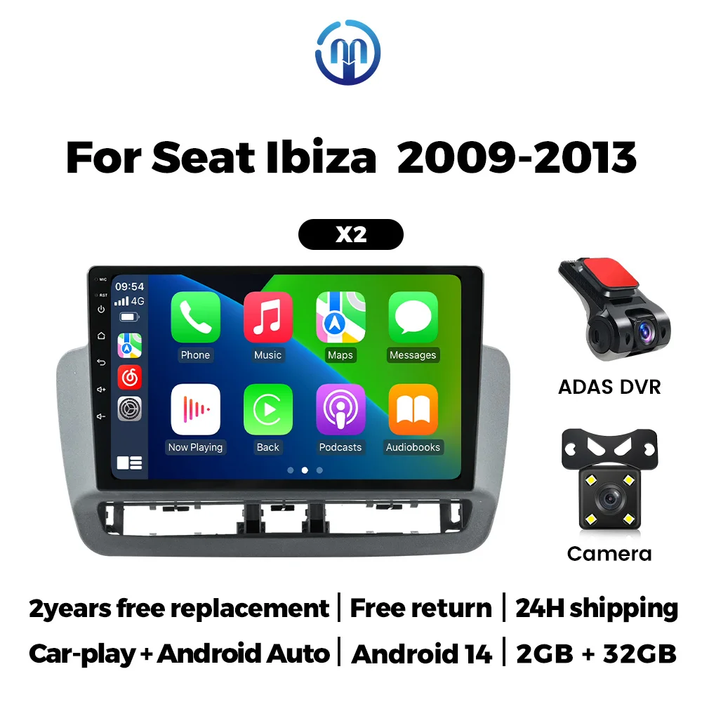 MEKEDE 9 inch Android Scherm Autoradio Voor Seat Ibiza 2012-2015 Carplay Auto Multimedia Video Player WIFI BT GPS Navigatie